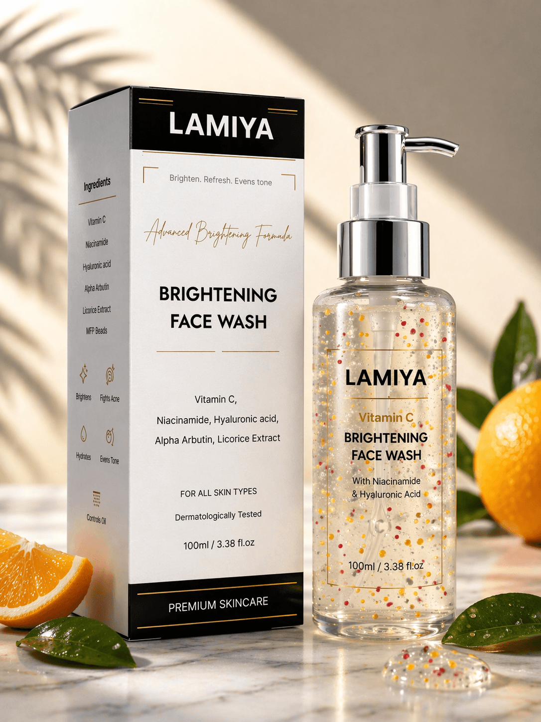 Lamiya Brightening Facewash — Vitamin C, Niacinamide & Hyaluronic Acid | 100ml